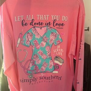Simply Southern Pink and Teal Scrub Life Shirt